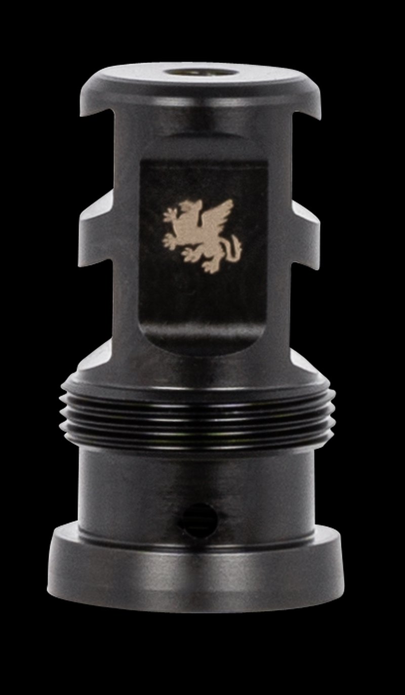 Griffin Armament Paladin 2-Port Taper Mount Muzzle Brake .22 Cal 1/2-28 Black Melonite