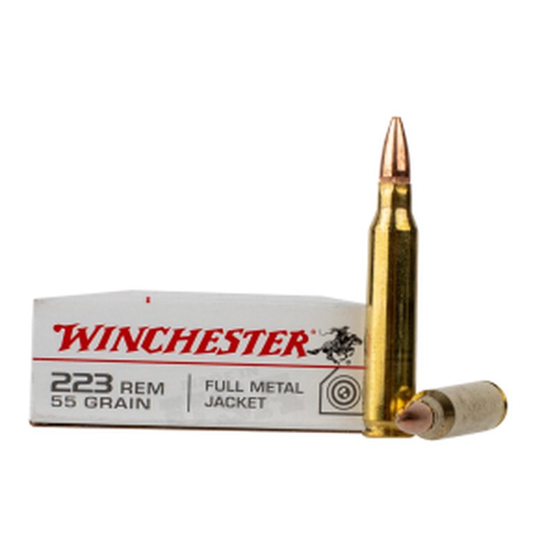 Winchester USA .223 Rem Ammo 55 Grain FMJ Lake City Brass 20 Round Box