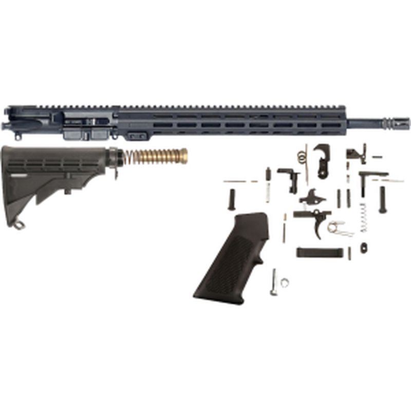 AR-STONER AR-15 Build Kit with Upper Receiver Assembly 5.56x45mm NATO 18" Barrel Mid Length 15" M-LOK Handguard, Complete Lower Receiver Parts Kit, Stock Assembly 6-Position Mil-Spec Collapsible