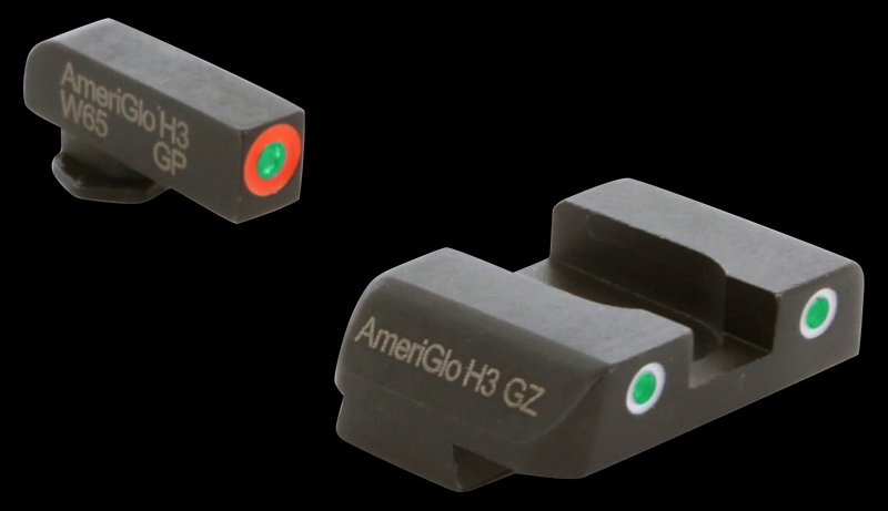 AmeriGlo Pro-Glo Tritium Night Sight Set for Glock - Green/Orange Front & Green/White Rear