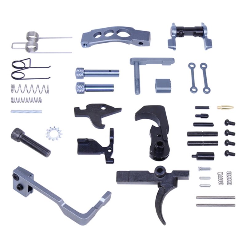 Guntec USA AR-15 Enhanced Lower Parts Kit w/ Upgrades Anodized Grey