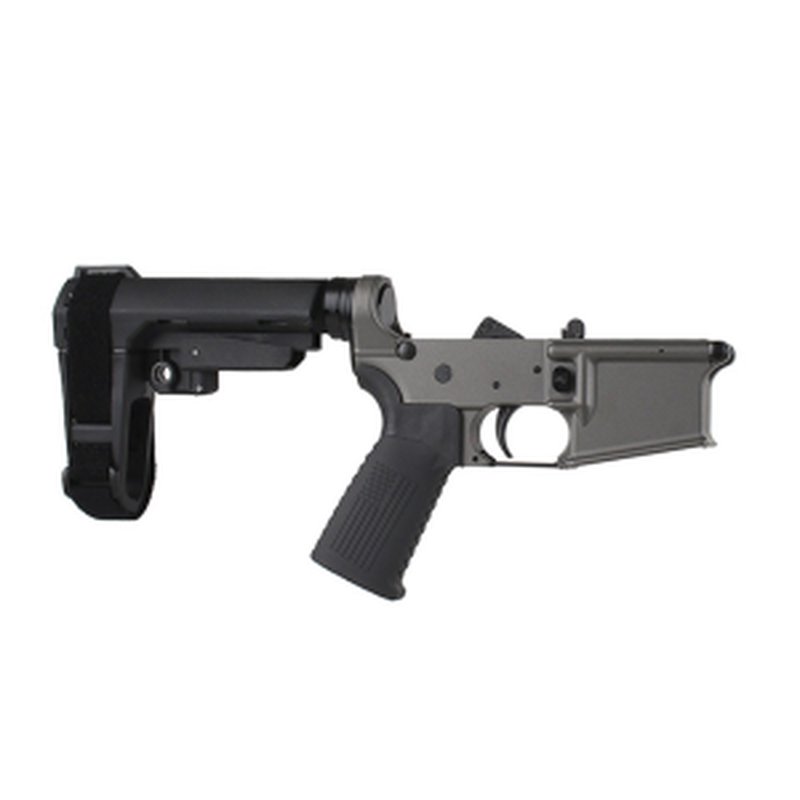 BC-15 | Complete Pistol Lower Assembly With Pistol Brace | Multi-Caliber (Black Anodized)-Tungsten