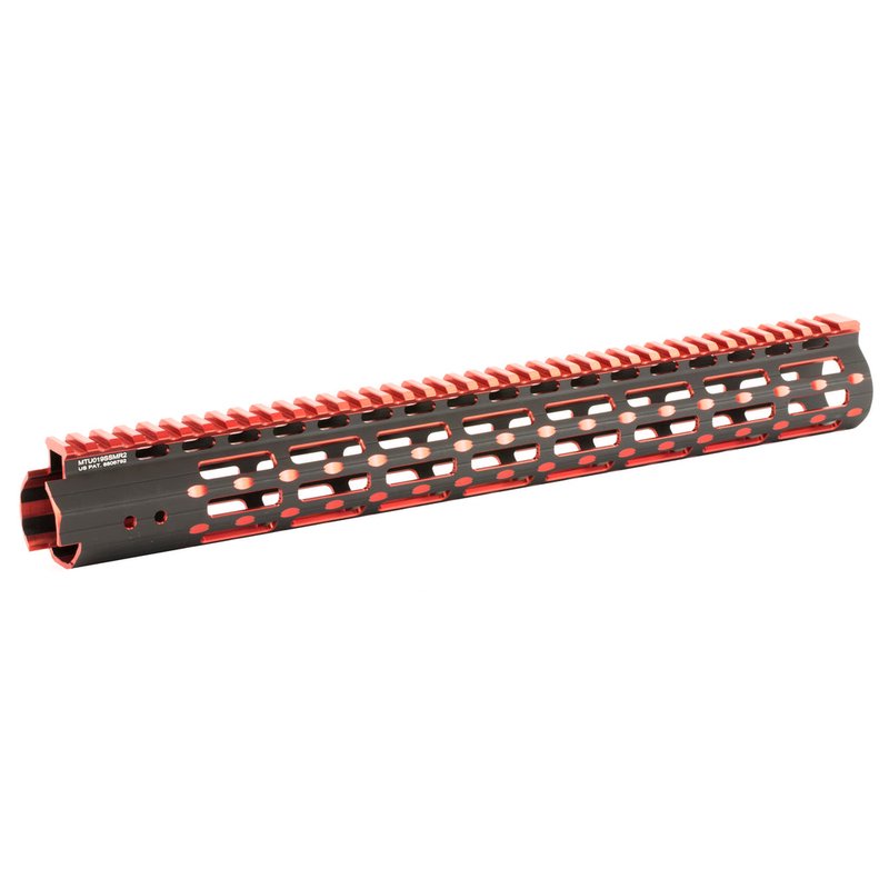UTG PRO M-LOK AR-15 Free-Float Handguard 15in Black/Red Two-Tone MTU019SSMR2