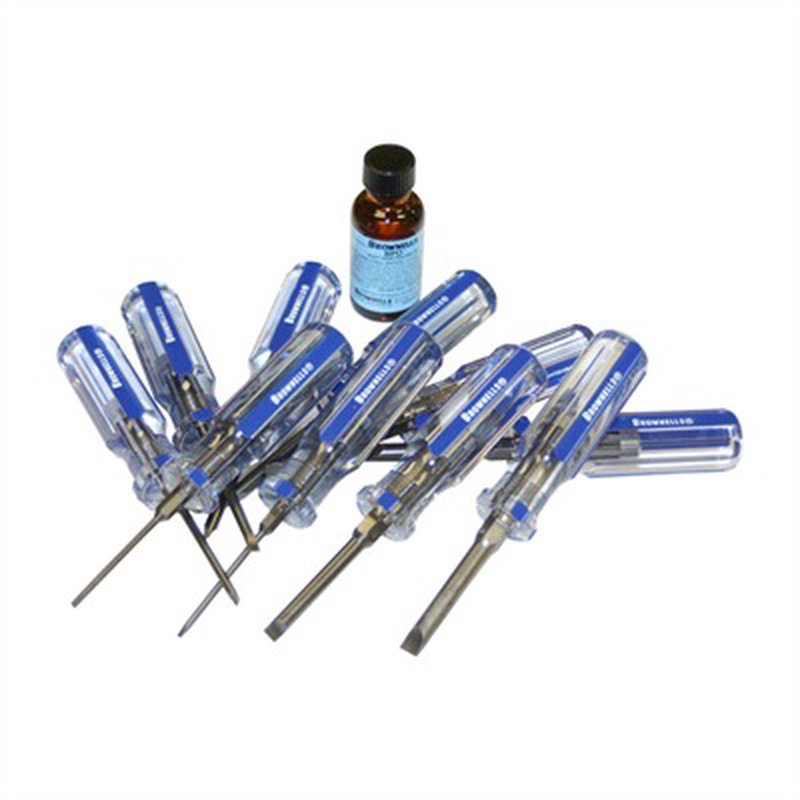 Brownells Fixed-Blade Screwdriver Starter Set (10-Piece) Parallel-Ground Hardened Steel