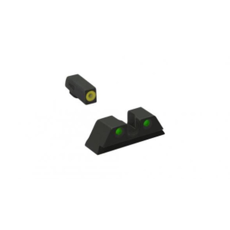 Meprolight ML40220 Hyper-Bright Front Yellow Ring & Green Tritium Rear Sights for Glock 42/43