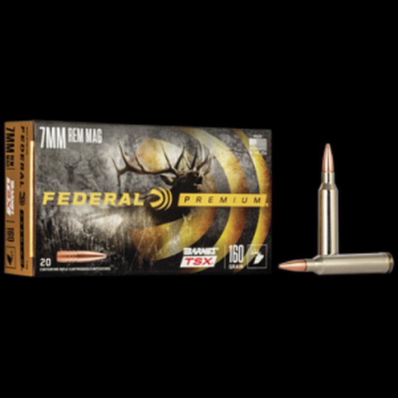 Federal 7mm Remington Magnum Barnes TSX 160 Grain Rifle Ammo - 20 Rounds