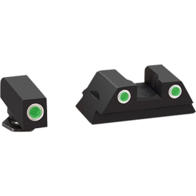 AmeriGlo GL430 Classic 3 Dot Night Sight Set for Glock 42/43 Tritium Green w/White Outline Front & Rear