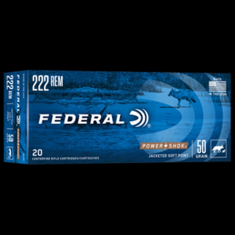 Federal Power-Shok 222 Rem 50 Grain JSP 20-Round Rifle Ammo