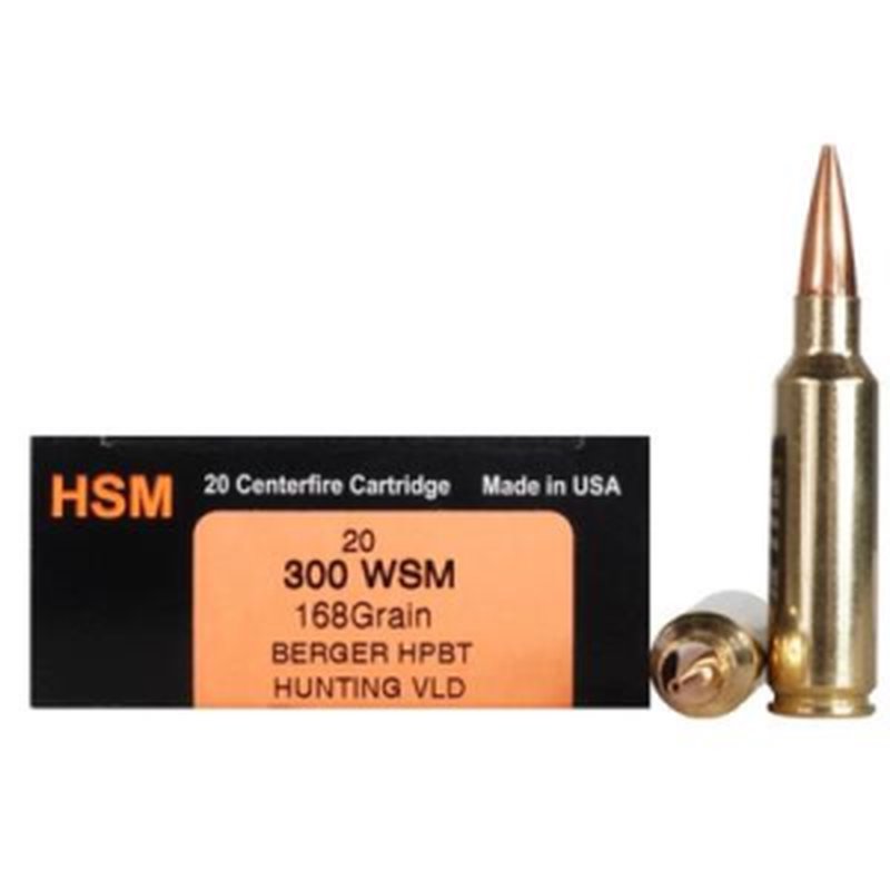 HSM Trophy Gold 300 WSM 168gr VLD Berger Hunting Ammo