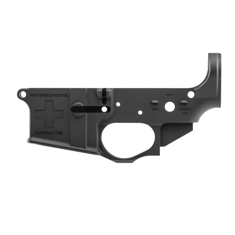 Spikes Tactical Multi-Caliber Waterboarding Instructor Logo Lower Receiver, Hardcoat Anodized Bla