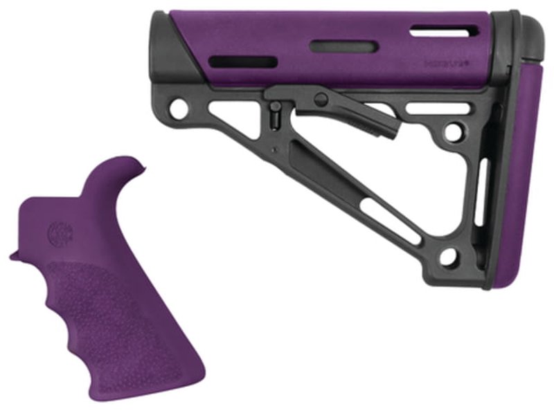 Hogue AR-15/M16 Collapsible Buttstock Kit With Finger Groove Beavertail Grip Purple