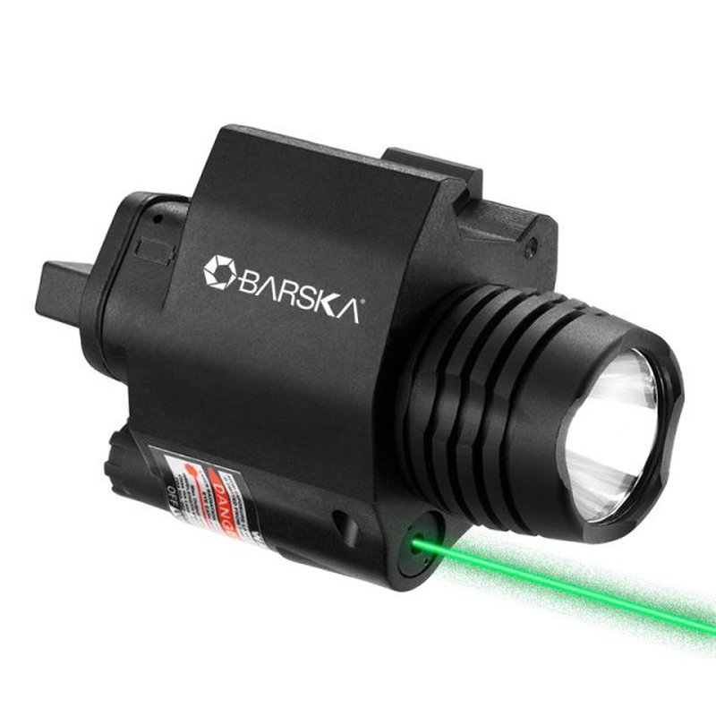 Barska Laser LED Weapon Light CR123A Green 200 Lumens Black