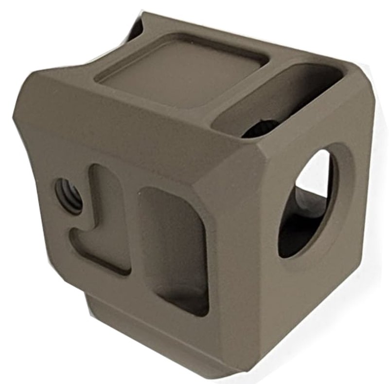 Herrington Arms HC43 Glock 43/43X/48 pistol compensator 1/2x28 7075 FDE/Black