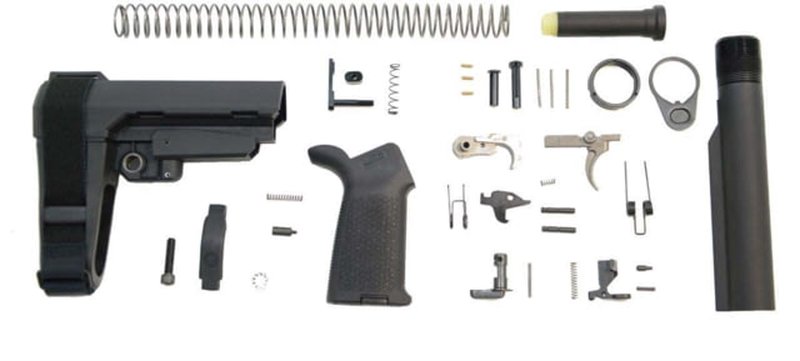 DPMS AR-15 SBA3 Pistol Lower Build Kit MOE Grip Polished Trigger