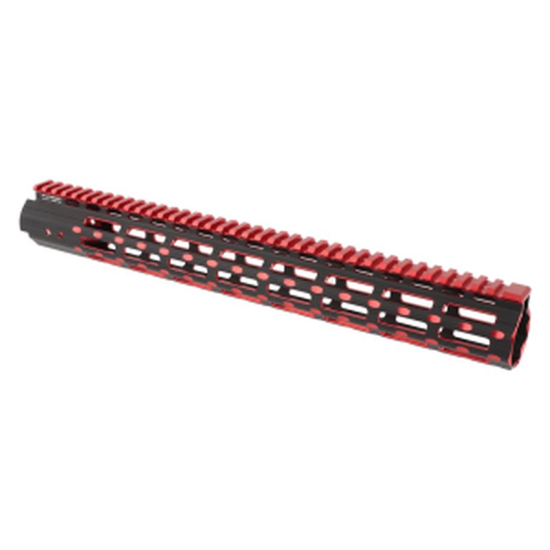 UTG Pro AR15 M-Lok 15in Super Slim Handguard MTU019SSMR2 Black/Red 2-Tone