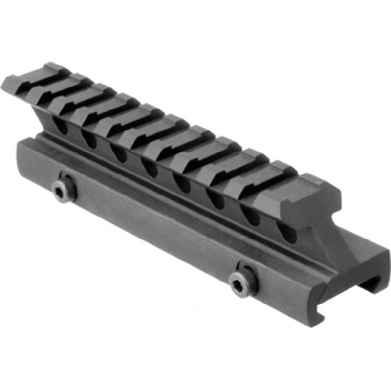 Aim Sports MT012M Picatinny/Weaver Riser Mount Black Anodized Medium Profile 0.83" Height, 5" Rail, Aluminum AR Platform