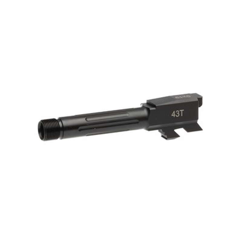 Brownells Fluted Match Grade 9mm Barrel for Glock G43 Threaded 3.41 in Black Nitride