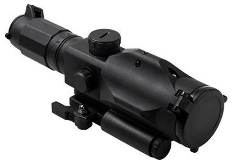 NcSTAR GEN3 SRT 3X-9X Rubber Armored Mil-Dot Rifle Scope w/ Green Laser, Black VSRTM3940GV3