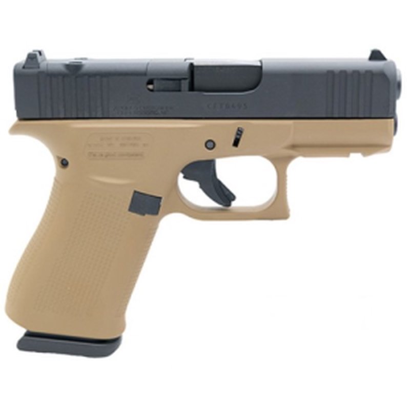 Glock G43X MOS 9mm 3.41" 10rd pistol - FDE and black two-tone Cerakote