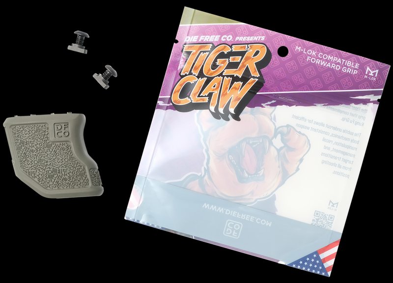 Die Free Co LLC Tiger Claw Angled Fore Grip M-LOK Olive Drab Nylon