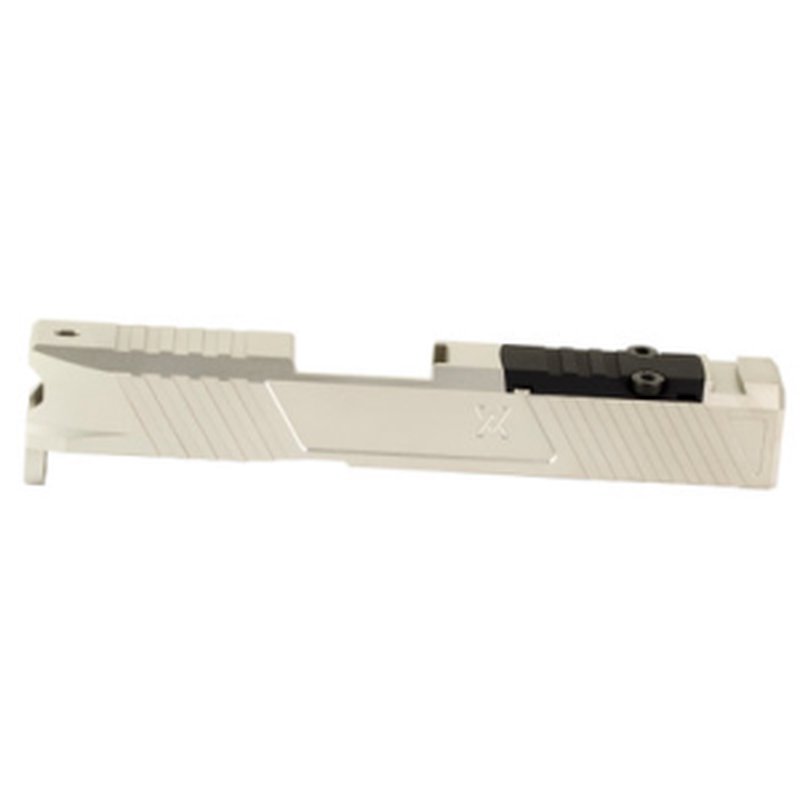 True Precision Duty Stripped Slide for Glock 43/43X RMS Cut Stainless Silver