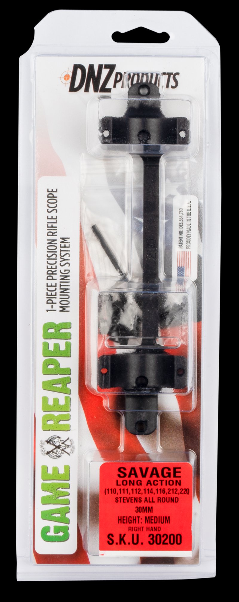 DNZ Game Reaper Savage Scope Mount Ring Combo 30mm Matte Black