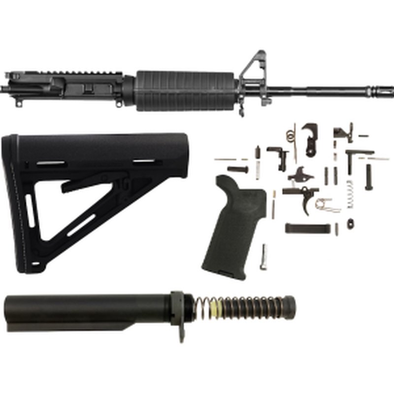 AR-STONER AR-15 Enhanced Build Kit with M4 Upper Receiver Assembly 223 Remington (Wylde) 16" Barrel, Complete Lower Parts Kit with Magpul MOE Furniture Black