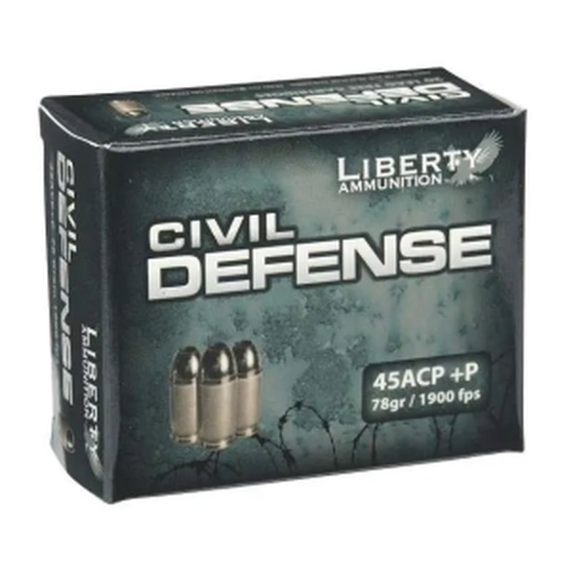 Liberty Ammunition LACD45013 Civil Defense 45ACP+P 78gr Lead Free Fragmenting Hollow Point 20 Rounds