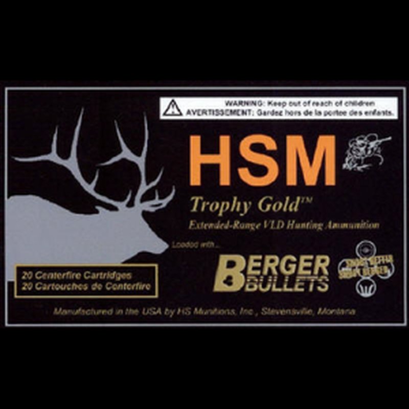 HSM Trophy Gold 338 Lapua Mag Berger OTH 300gr Ammo (20 Rounds)