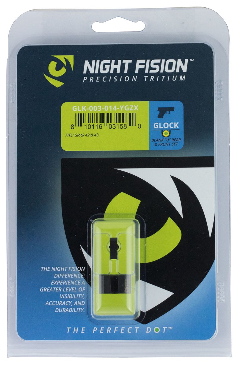 Night Fision GLK-003-0 Night Sight Set for Glock 42/43 | Green Tritium Yellow Square