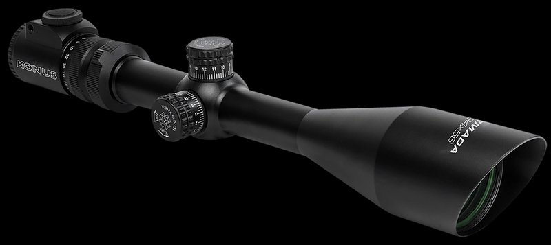 Konus Armada Rifle Scope 6-24x56mm, 30mm Tube, Dual Red/Blue Illumination, Center Dot Reticle