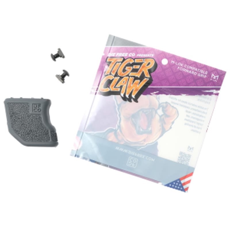 Die Free Co Tiger Claw, Gray, Nylon Angled Foregrip, MLOK Compatible - TCMLOKGRY