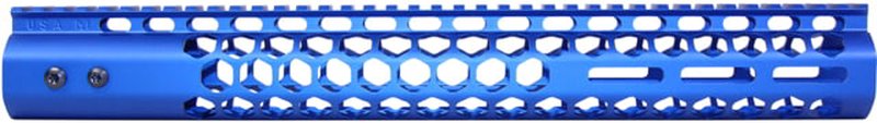 Guntec USA Honeycomb M-LOK Free Floating Handguard With Monolithic Top Rail 15in Anodized Blue