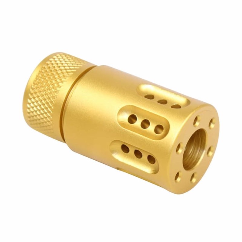 Guntec USA AR 9mm Mini Slip Over Barrel Shroud w/Multi Port Muzzle Brake Gold