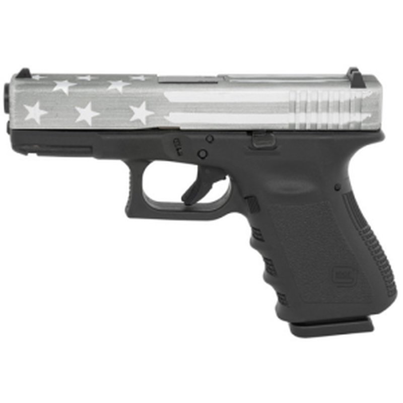 Glock 19 Gen 3 9mm Compact Pistol Gray Battle Worn Flag Cerakote