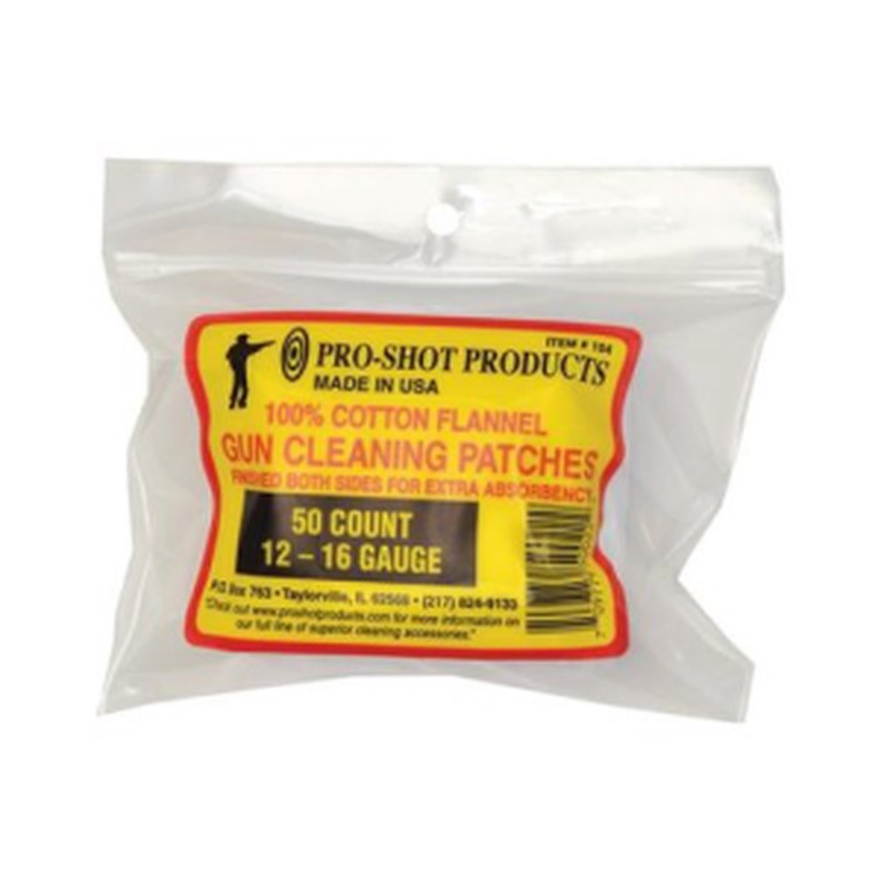 Pro-Shot 12-16 Gauge Cleaning Patches, 3 in Square, 50 Count