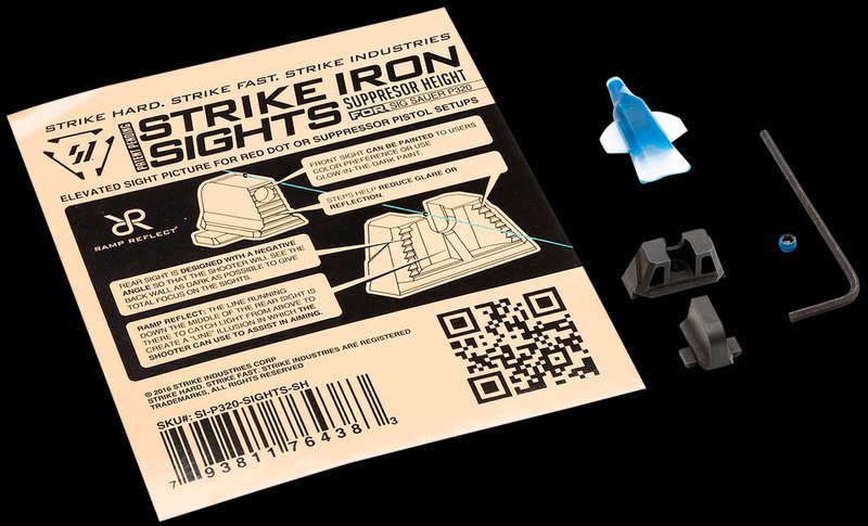 Strike Industries Iron Sights for Sig Sauer P320 Suppressor Height Front and Rear Sights