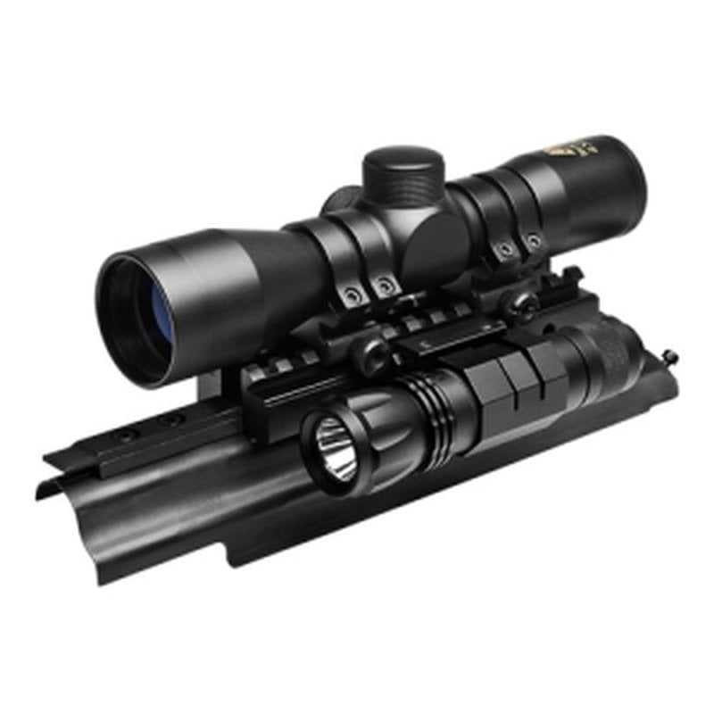 NcSTAR AK Sights N' Lights Combo with Tri-Mount, 4x30 Scope, Rings and LED Light - KAKSCRFS