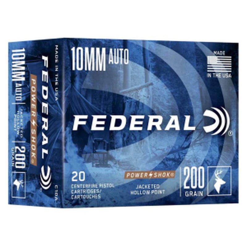 Federal Power-Shok 10mm 200gr JHP Pistol Ammunition 20/10