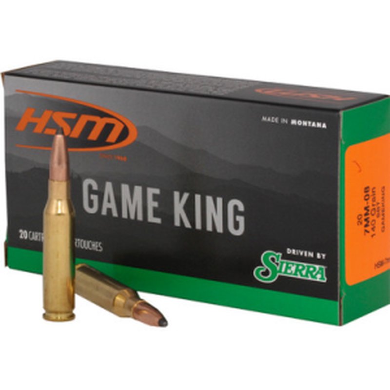 HSM Game King 7mm-08 Rem Rifle Ammo Sierra Spitzer BT 140 Grain (20 Rounds)