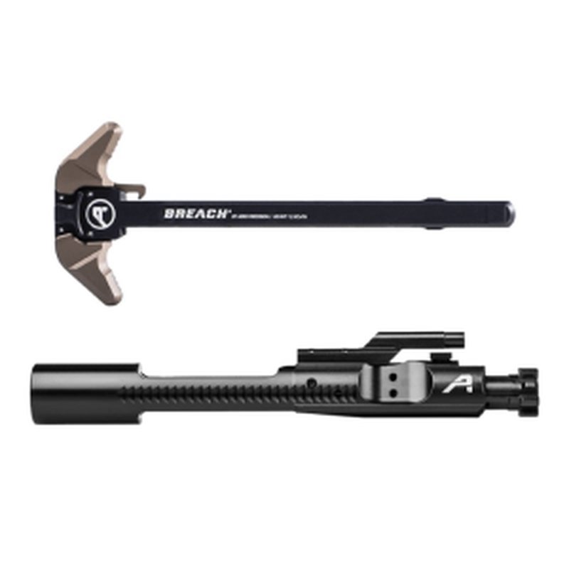 Aero Precision AR15 BREACH Ambi Charging Handle with Large Lever - Black/Kodiak Brown, 5.56 Black Nitride BCG Bundle