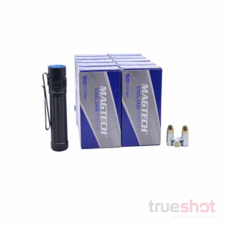 Olight Warrior Mini 3 Flashlight Bundle 9mm Ammo 500 Rounds