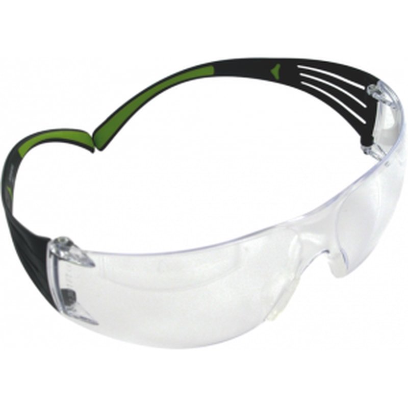 3M Peltor SF400PC8 Sport SecureFit 400 Shooting/Sporting Glasses Black/Green Frame Clear Polycarbonate Lens 1 Pair