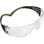3M Peltor SF400PC8 Sport SecureFit 400 Shooting/Sporting Glasses Black/Green Frame Clear Polycarbonate Lens 1 Pair