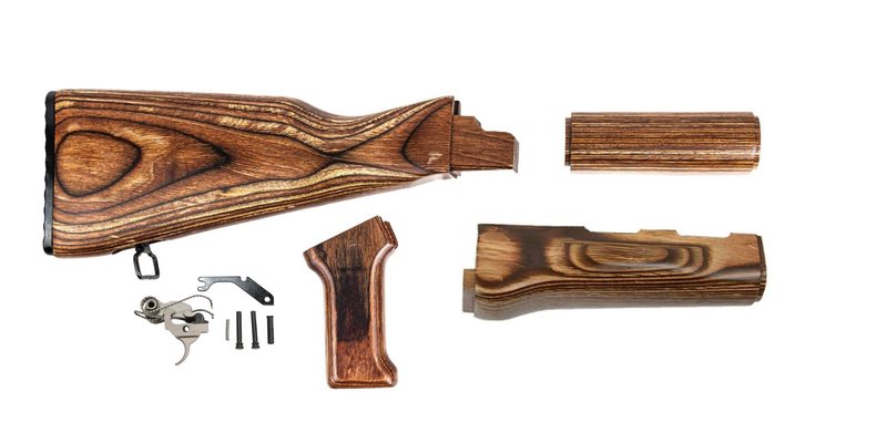 PSA AK Nutmeg Furniture Set w/ PSA Custom AK-47 Enhanced Polished Nickel Boron Fire Control Group