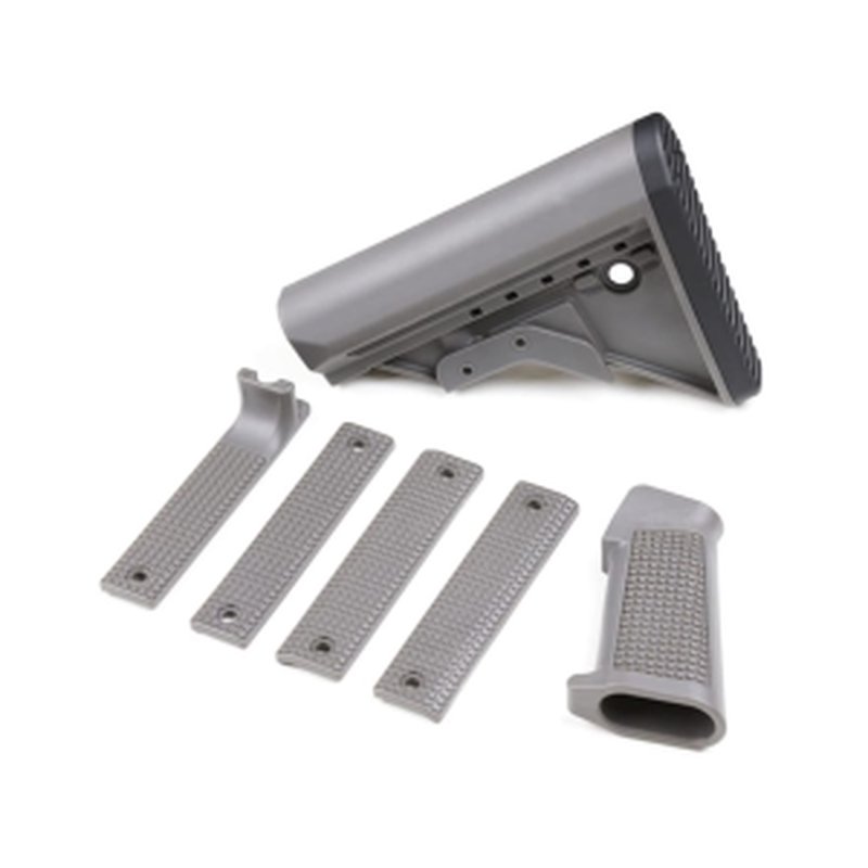 Griffin Armament AR-15, AR-10 ECS Stock with Pistol Grip and Rail Shields Gray