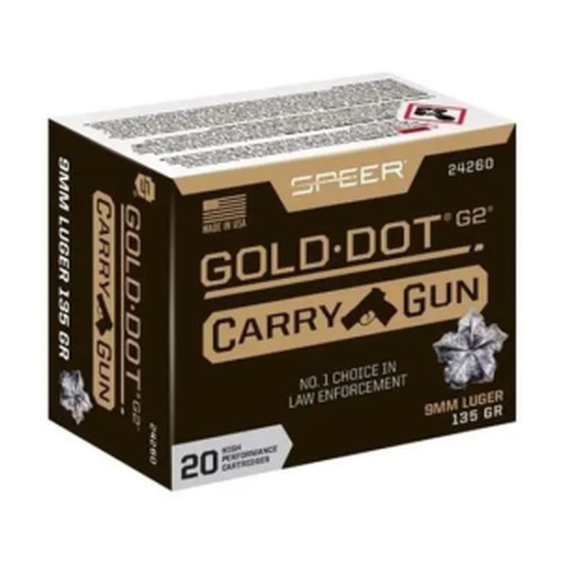 Speer Gold Dot Carry Gun 9mm Luger 135gr G2 Ammunition 24260