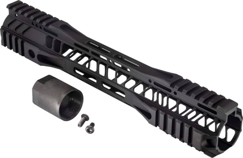 TRYBE Defense AR-15 M-LOK Extra Lightweight Quad Handguard w/ Cut Rail, 12in, Black