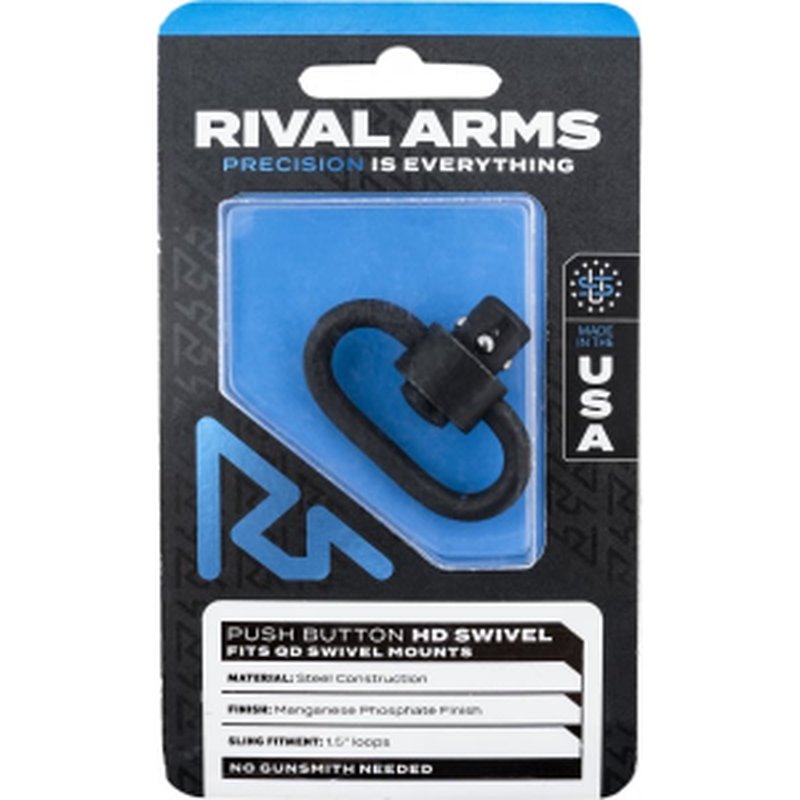 Rival Arms RA-RA92S1B HD Swivel Black Manganese Phosphate Steel with 1.25" Loop & Push Button