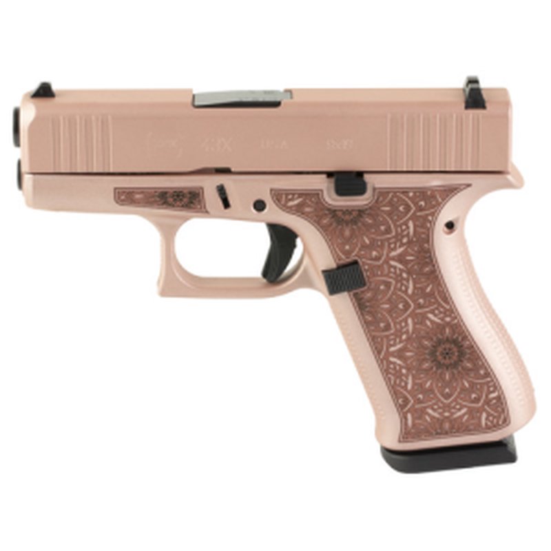 Glock G43X 9mm Pistol Rose Gold Paisley Engraving